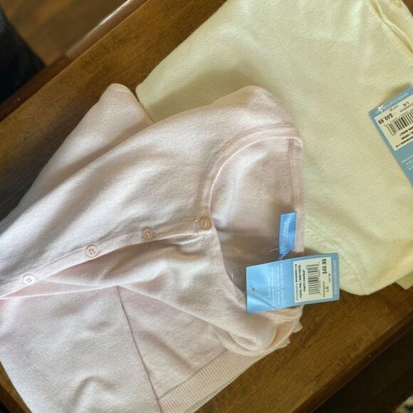 Women's Button-Up Sweater    Pink-White Sweater only - Picture 2 of 6